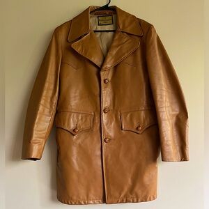 Vintage A Robert Lewis Idea Men’s 40 Leather Jacket Coat 70’s Retro Disco Lined